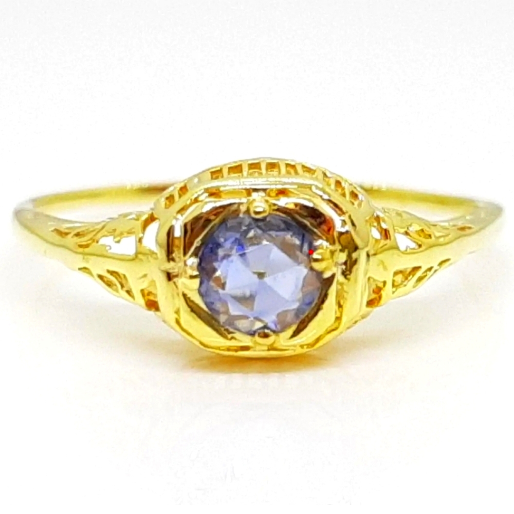 Gold plated sterling silver sapphire ring
